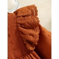 thumbnail image 3 of ZEHJUHAN Infant Girls Solid Color Long Sleeve Dress Ruffle Trim Accent Matching Headband Casual Party Wear Brown，6-12M, 3 of 7