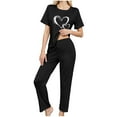 thumbnail image 5 of asdoklhq Womens Christmas Pajamas 3PCS Women's Home Casual Pants Short Sleeves Tops and Shorts Pajamas Set Black XL, 5 of 8