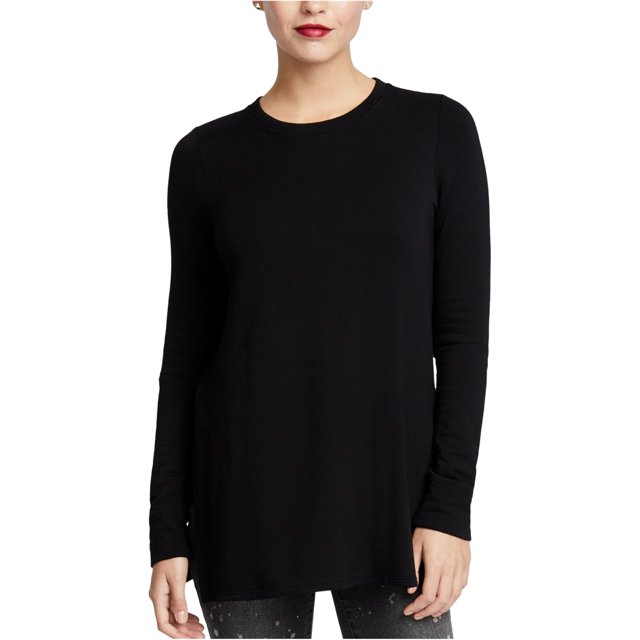 Rachel Roy Camiseta básica de manga dividida para mujer, negra, pequeña
