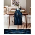 thumbnail image 3 of Table Runner Dresser Scarves 90 Inch Long,Navy Blue Stone with Gold Stripe Linen Dining Table Runners Abstract Marble Texture Tabletop Scarf for Wedding Holiday Party Kitchen, 3 of 9