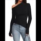 thumbnail image 2 of Blusas de Mujer con Hombros Descubiertos, Elegantes, de Larga, Asimétricas, Ajustadas, para Salir, de Otoño, con Frunces. Negro S, 2 of 8