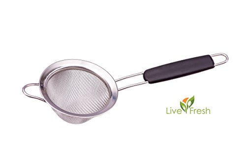 8 CM Spices LiveFresh Fine Mesh Stainless Steel Mini Tea Strainer with Non Slip Handle Sugar and Herbs Ideal Size for Straining Teas and Cocktails or Sifting Flour