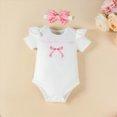 thumbnail image 5 of Infant Baby Girl Summer Clothes I’m literally just a girl Ruffle Romper + Floral Skirt + Headband Baby Girl Short Set 3 6 9 12 18 Months, 5 of 6