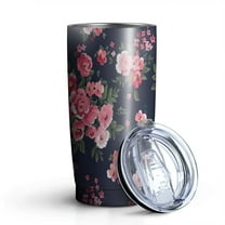 20oz Tumblers Pioneer Flower Floral Print Pattern Stainless Steel Vacuum Insulated Double Wall Travel Tumbler Cups Mug with Lid and Straw,Cleaning Brush for Cold & Hot Drinks