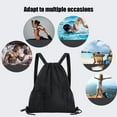 thumbnail image 5 of Drawstring Backpack, Polyester 17.72x15.35in, Black/Red/Gray, Large Capacity, Multi-Functional, for Fitness Outdoor Sports, 5 of 6