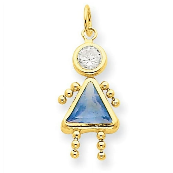 14k Yellow Gold March Girl Gemstone Charm