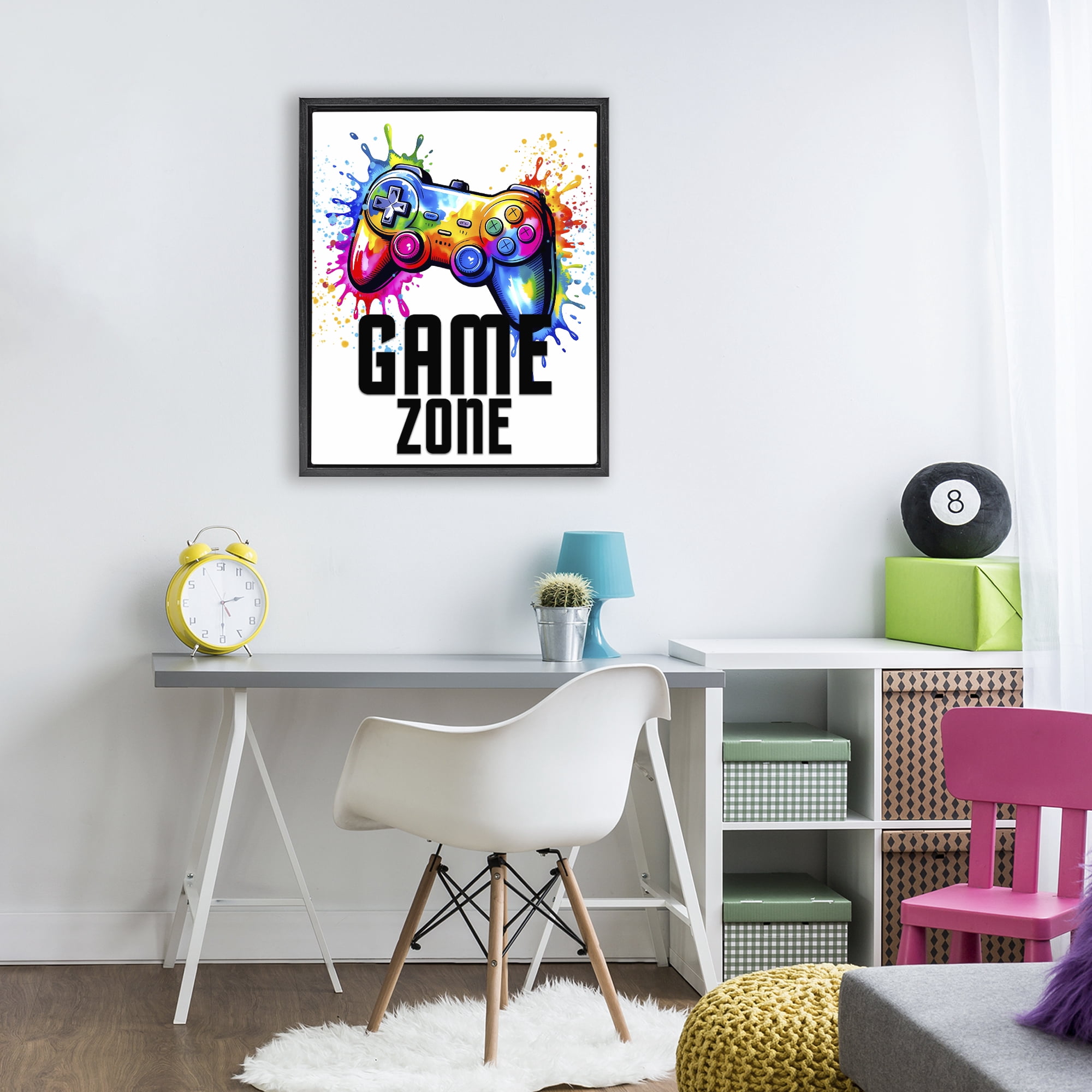 Stupell Industries Game Zone Splash Black Framed Floater Canvas Wall Art, design by Kim Allen