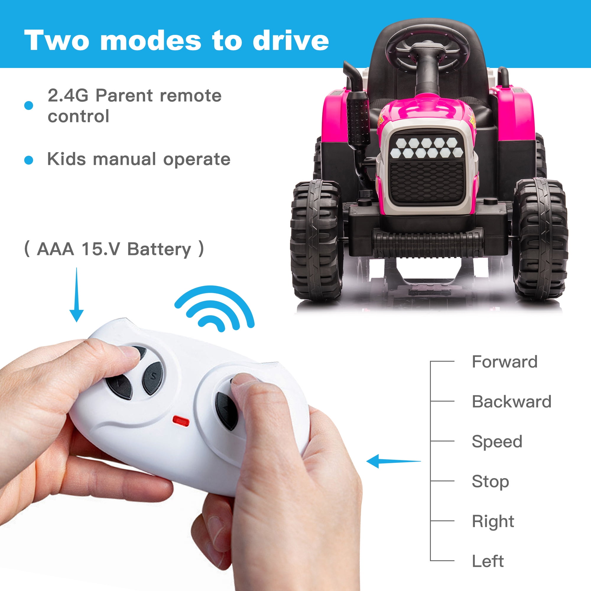 CIPACHO 12v Battery-Powered Kids Toy Tractor with Trailer and 3-Gear-Shift Ground Loader Ride On with USB&Bluetooth Audio Functions, Red CIPACHO 12v Battery-Powered Kids Toy Tractor with Trailer and 3-Gear-Shift Ground Loader Ride On with USB&Bluetooth Audio Functions, Red