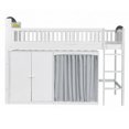 thumbnail image 4 of Euroco Wood Twin Loft Bed with Wardrobe and Desk for Kids Teens, White, 4 of 10