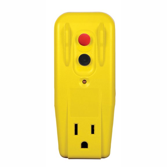Manufacturing 30439005 Auto-Reset 15 AMP Grounded 3-Prong GFCI Single Outlet Adapter, Yellow