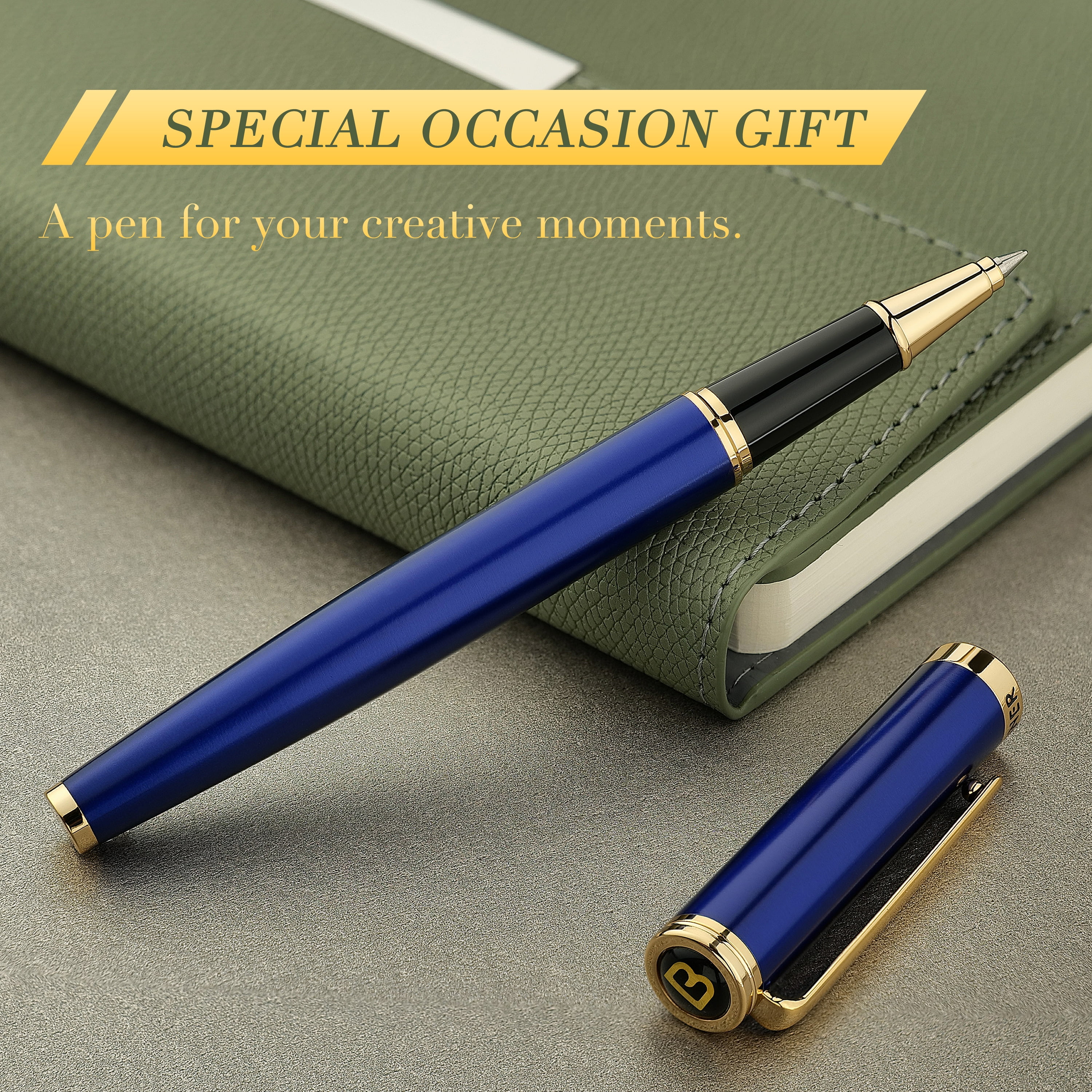 BEILUNER Luxury Rollerball Pen,24K Gold Trim,Noble and Elegant Designs, Best Roller Ball Pen Gift Set for Men & Women, Professional, Executive Office, Nice Pens