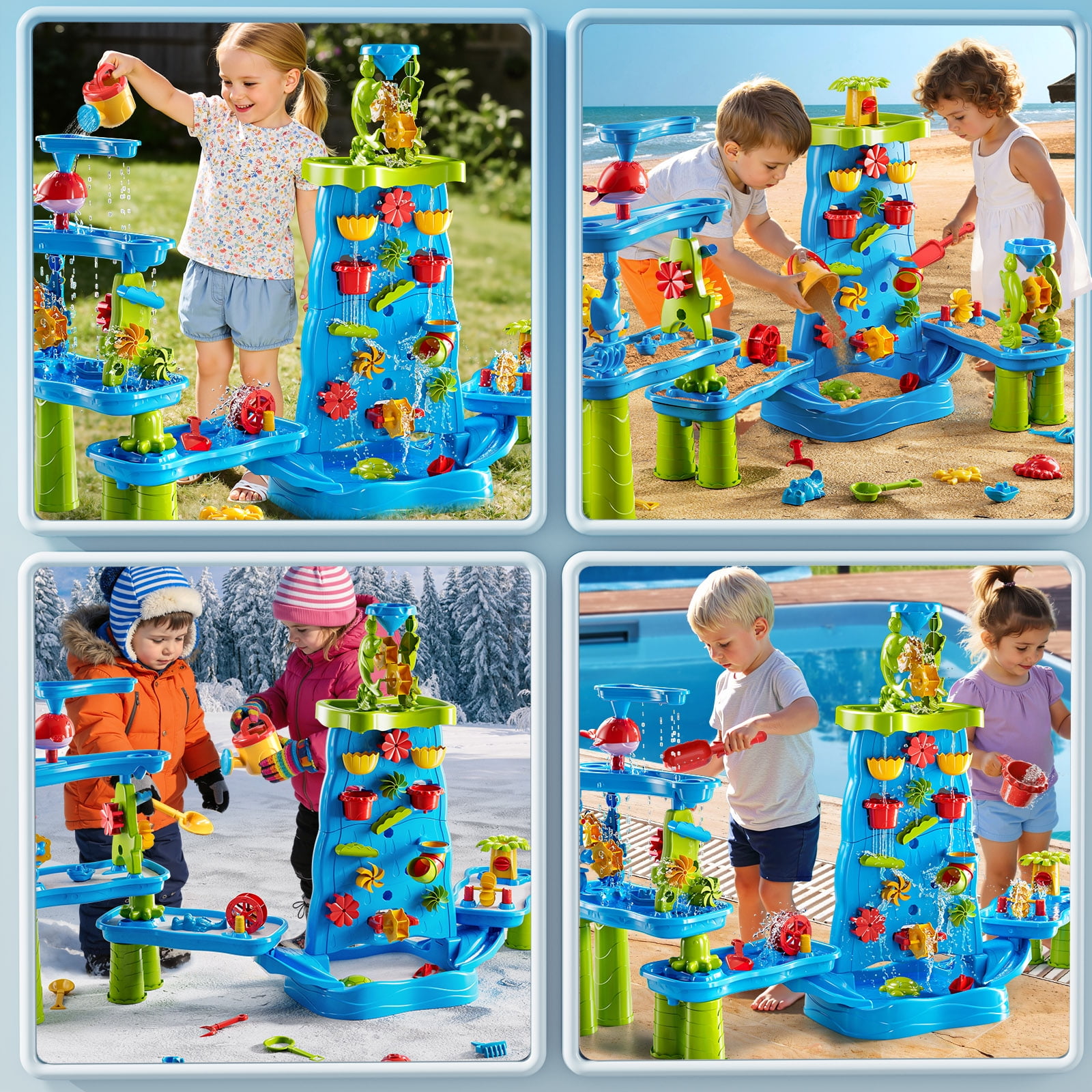 Dinosaur Planet Water Table for Toddlers, Upgrade Sand and Water Play Toys for Toddlers Kids, Activity Sensory Tables Outside Beach Toys for Toddler Boys Girls Age 1-3-5 Gift (Random  Color)