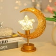 thumbnail image 2 of Lámpara de mesa Vintage Moon Star, marco de Metal, lámpara de escritorio Ramadán, luz de noche hecha a mano bohemia de media luna alimentada por batería para vivir, 2 of 5