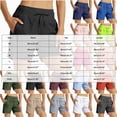 thumbnail image 3 of KPOPLK Women's Running Shorts Elastic High Waisted with Pockets 7" Sporty Workout Quick Dry Athletic Shorts Size M,Khaki, 3 of 5
