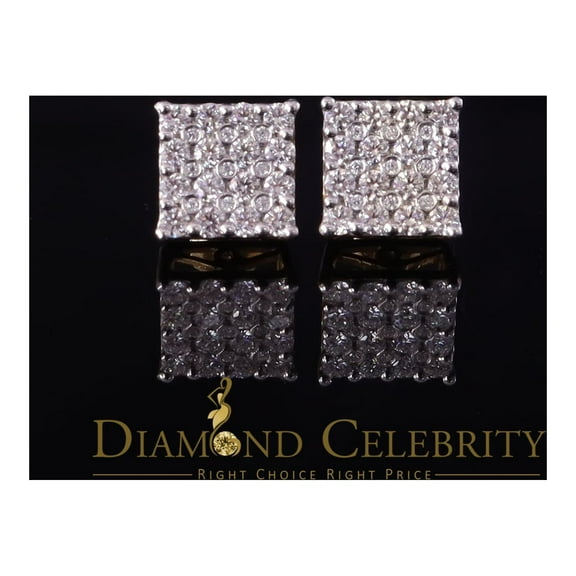 Diamond Celebrity's Men's/Womens 925 Silver Yellow 1.00ct VVS 'D' Moissanite Square Stud Earrings