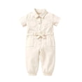 thumbnail image 2 of Girls Romper & Jumpsuit for Toddler Girls Short Sleeve Solid Play Utility Jumpsuit for Everyday Casual Wear Summer, 2 of 5