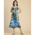thumbnail image 2 of Moomaya Sleeveless V Neck A-Line Printed Rayon Dress - Women's Elegant Dress, 2 of 9
