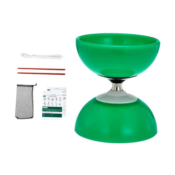 Diábolo chino para malabarismo, divertido, coordinación mano-ojo, práctico, de dos cabezas, 1 red verde