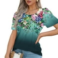 thumbnail image 5 of Summer Short Sleeve Tops Woman Fashion 2025 Pleated Dressy Casual Blouses Crew Neck Solid Color T Shirts (Small, Blue 10), 5 of 6