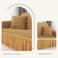 thumbnail image 4 of Seersucker Sofa Cover With Skirt,Stretch Couch Cover 360° All-around Inclusive With Elastic Bottom Armchair Protector For Living Room -Brown2-2 seater(140-180cm), 4 of 7