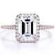 thumbnail image 1 of JeenMata Anillo de Compromiso Classic con Halo de Talla Esmeralda de 1,75 Quilates en Oro Rosa de 18 K sobre Plata, 1 of 6