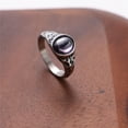 thumbnail image 3 of PAMTIER Men's Stainless Steel Personality Vintage Punk Oval Cut Purple Gemstone Biker Ring Cool Honeycomb Pattern Carved Wedding Band Silver Size 7, 3 of 6