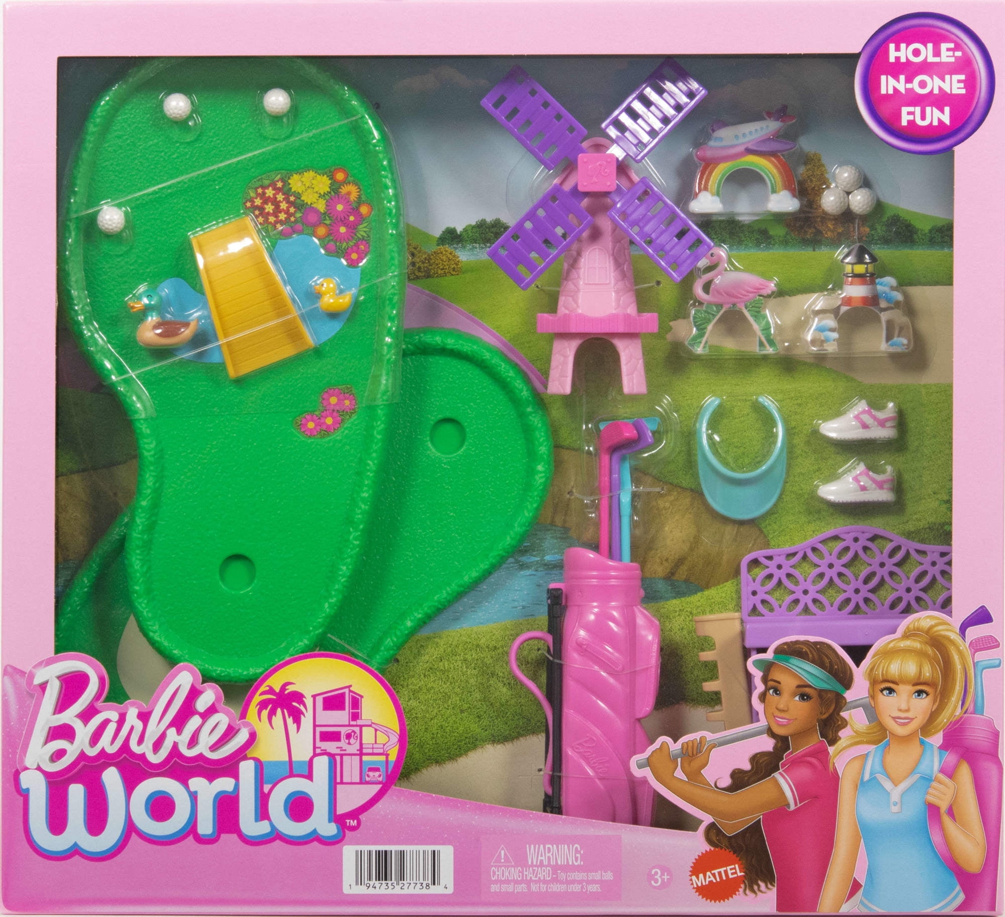 Barbie World Mini Golf Toy Playset with 22 Pieces Including Clubs, Balls, & More [Walmart Exclusive]