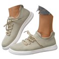 thumbnail image 3 of Daznico Women's Lightweight Low-Top Sneakers - Breathable Mesh Lace-Up Board Shoes for Casual Sports & Everyday Wear,Color:Beige,Size:9, 3 of 9