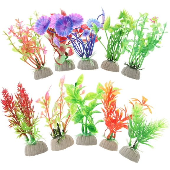 10 Pcs Large Tall Artificial Aquarium Plants for Fish Tank Decor, Water-Resistant Greenery for Freshwater and Tanks