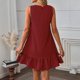 thumbnail image 5 of TaTaai Women's Lightweight Slip Mini Dress Solid Color Round Neck Sleeveless Casual Polyester Summer Dress Gift, 5 of 7