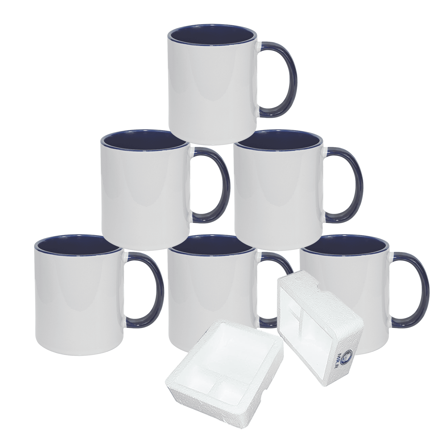 MR.R 11oz Set of 6 Sublimation Blanks Dishwasher Ceramic Coffee Mugs with Green Color Mug Inner and Handle Drinking Cup Mug for Milk Tea Cola Water