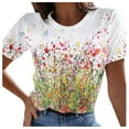 thumbnail image 1 of Moda Mujer Causal Rounk Cuello Impresión Blusa Manga Corta Camiseta Verano Tops Fridja bn5034, 1 of 5