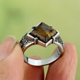 thumbnail image 2 of HIJONES Women Men's Stainless Steel Vintage Design Gemstone Ring Holidays Dating Band Jewelry Brown Size 10, 2 of 5