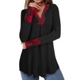 thumbnail image 2 of Blusa tipo túnica Messic para mujer, moda de otoño 2024, cuello en V, color negro a cuadros, 2 of 6