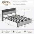 thumbnail image 7 of VECELO Queen Size Bed Frame with Charging Station, Upholstered Platform Bed Frame with Storage Headboard, Metal Slats Supports Mattress Foundation, No Box Spring Needed, Gray, 7 of 7