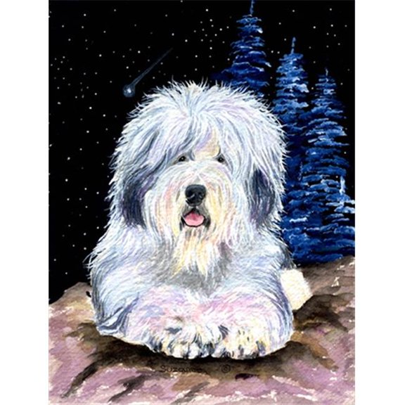 Starry Night Old English Sheepdog Flag - Garden Size, 11 x 15 in.