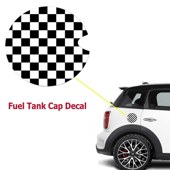 Xotic Tech 1 Piece Ultra Thick Black White Checkered Racing Flag Pattern Plastic Vinyl Sticker For Mini Cooper Gas Cap Cover
