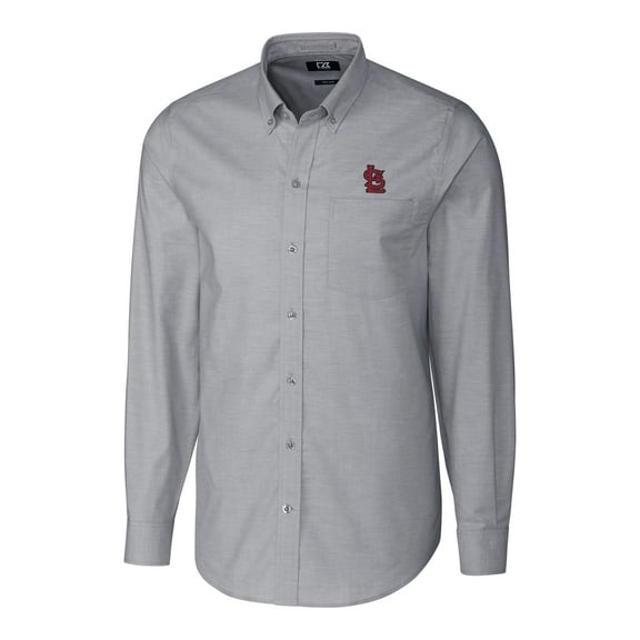 Men's Cutter & Buck Charcoal St. Louis Cardinals Big & Tall Stretch Oxford Long Sleeve Button-Down Shirt