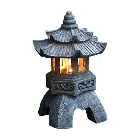 

HANXIULIN Solar Powered Courtyard Lights Chinese Zen Stone Pagoda Decorations Garden Courtyard Resin Crafts for Home Garden