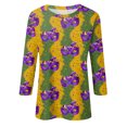 thumbnail image 4 of Mardi Gras Shirts for Women Sequins 3/4 Sleeve Novelty Tunic Tops Crew Neck Sparkly Green Blouse Yellow XL, 4 of 7