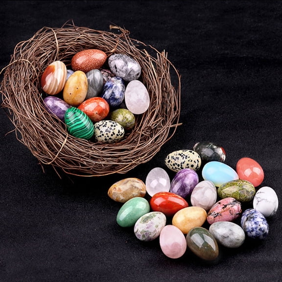 Ympkerial Crystal Egg Stones Polished Worry Stones Natural Crystal Egg Anxiety Relief Meditation Reiki Balancing Pocket Palm Stones Gemstone Decor