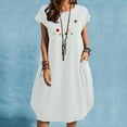 thumbnail image 2 of Robes pour Femmes 2022 Robe à Manches Courtes à Col Rond Grande Taille Robe Imprimée Décontractée Ample d'Été Midi avec Poches, 2 of 4
