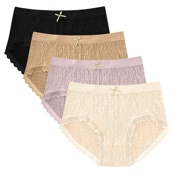 Delliss 4PC Seamless Bubble Underwear for Women Lace Panties No Show Bikini Underwear Fashion Cute Cheeky Hipster