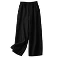 thumbnail image 6 of Diufon Black Linen Pants Women Summer Boho Wide Leg Palazzo Pants Casual Drawstring High Waisted Trousers with Pockets, 6 of 7