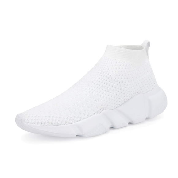 Casbeam Boys and Girls Breathable Lightweight Fashion Casual Sports Walking Shoes Running Sneakers High Top All White Little Kid Size 11
