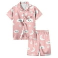 thumbnail image 1 of Pyjama en Satin à Imprimé Manches Courtes Filles Ensemble de Pyjama Boutonné Ensemble de Pyjama Classique Pyjamas de Noël Filles Garçons Filles Mode, 1 of 5
