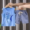 thumbnail image 2 of Mercatoo Boy 4 Month Clothes 𝐍ewborn Boys Summer Sleeveless Dinosaur Print Tops Stripe Shorts 2PCS Clothes Set Baby Boy Stuff, 2 of 9
