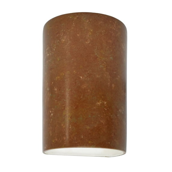 Justice Design CER-5945-PATR Ambiance - Small ADA Cylinder Open Top and Bottom Wall Sconce Rust Patina Incandescent Choose Your Options