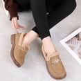 thumbnail image 4 of Winter Loafers for Women Fashion Metal Chain Qulited Fuzzy Slip on Shoes Comfy Casual Walking Shoes Booties Khaki Size 8, 4 of 9