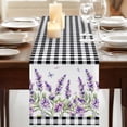 thumbnail image 3 of Table Runners 70 Inches Long Dress Scarves, Purple Lavenders Farmhouse Coffee/Dining/Kitchen Table Decor, Holiday Table Runner, Spring Floral Black Plaid Farmhouse 13x70 Inch, 3 of 9